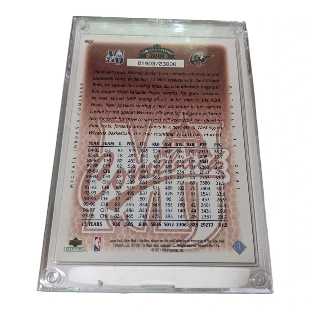 Michael Jordan‎ Upper Deck Card Wizards Comeback Limited Edition /23000
